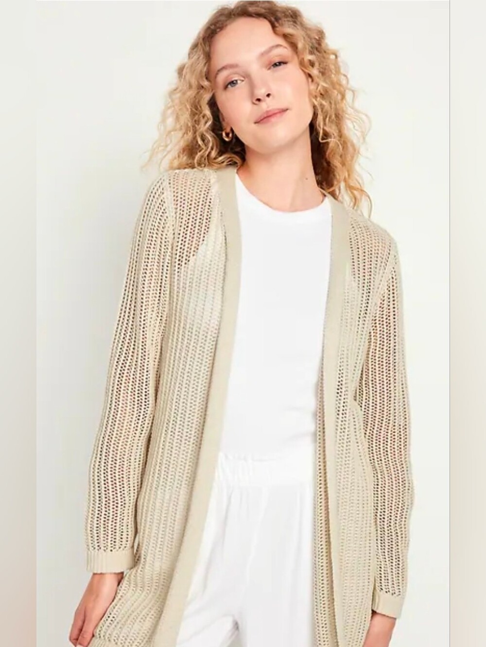 Old Navy Open-Weave Cream Cardigan Sweater